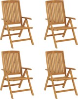 thumbnail of vidaXL Gartenstühle 4 Stk., Gartenstuhl mit Kissen, Stuhl Sessel Hochlehner Verstellbar Klappbar, Klappstuhl Terrassenstuhl, Massivholz Teak