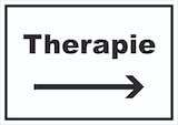 thumbnail of Therapie Schild mit Text und Richtungspfeil rechts Raum Behandlung waagerecht A0 (841x1189mm)