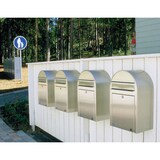 thumbnail of PROREGAL Abgerundeter Briefkasten Miami zur Gestell- oder Wandmontage |HxBxT 21x32x50cm | Einwurföffnung 26x4cm | Silber