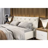 thumbnail of KAWOLA Bett ANNY Polsterbett Kopfteil niedrig Leder weiß 140x200cm