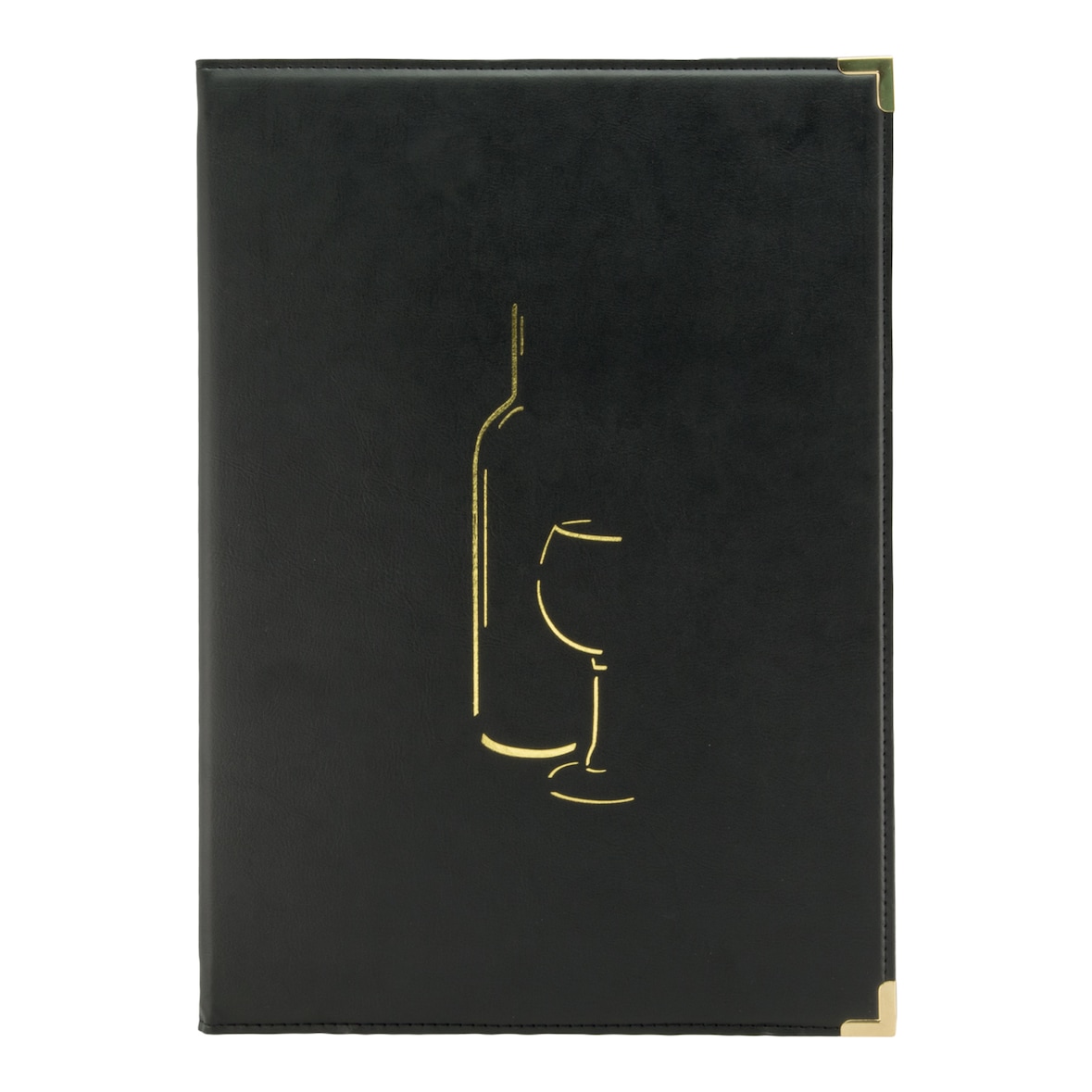 Securit® Carta de bebidas A4 "Classic" - Preto - Pele sintética - 4 vistas
