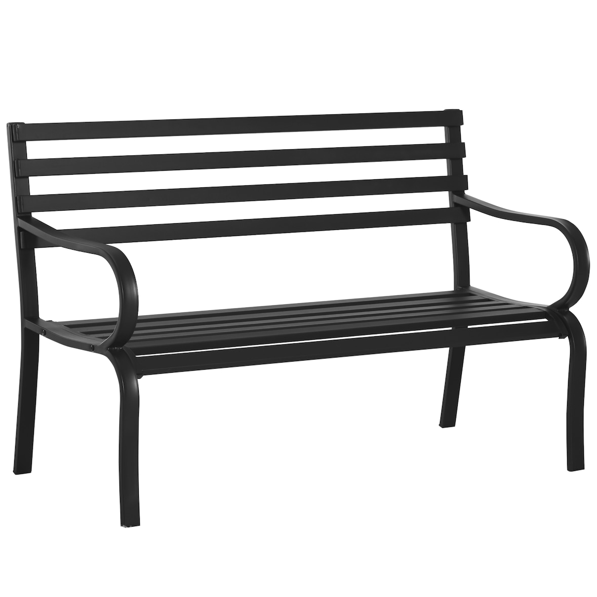 Banco de jardín de metal banco de exterior de 2 plazas con reposabrazos carga 240 kg para patio terraza 127x58x82 cm
