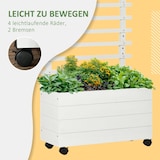 thumbnail of Pflanzkasten Hochbeet mit Rankgitter auf Rollen 76x30x155 cm Weiß aus Massivholz mit Stoffauskleidung stabiler Außenbereich und Terrasse