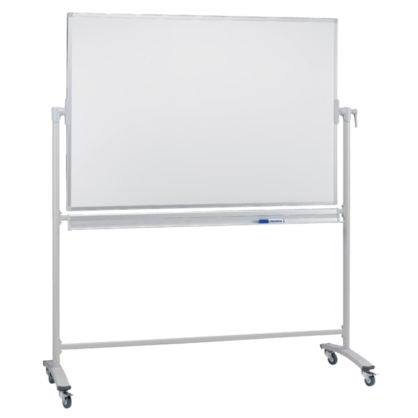 FRANKEN Mobiles Whiteboard 90 x 120 cm, doppelseitig, lackiert, magnetisch, beschreibbar, trocken abwischbar, Whiteboard mit Ständer und Rollen
