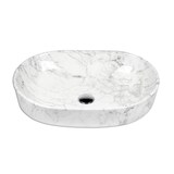 thumbnail of Waschbecken Keramik Marmoroptik Aufsatzwaschbecken Oval 595 x 420 x 140 mm Komplettset