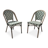 thumbnail of Lot de 2 fauteuils de jardin empilables en aluminium marron et textilène vert BISTRO