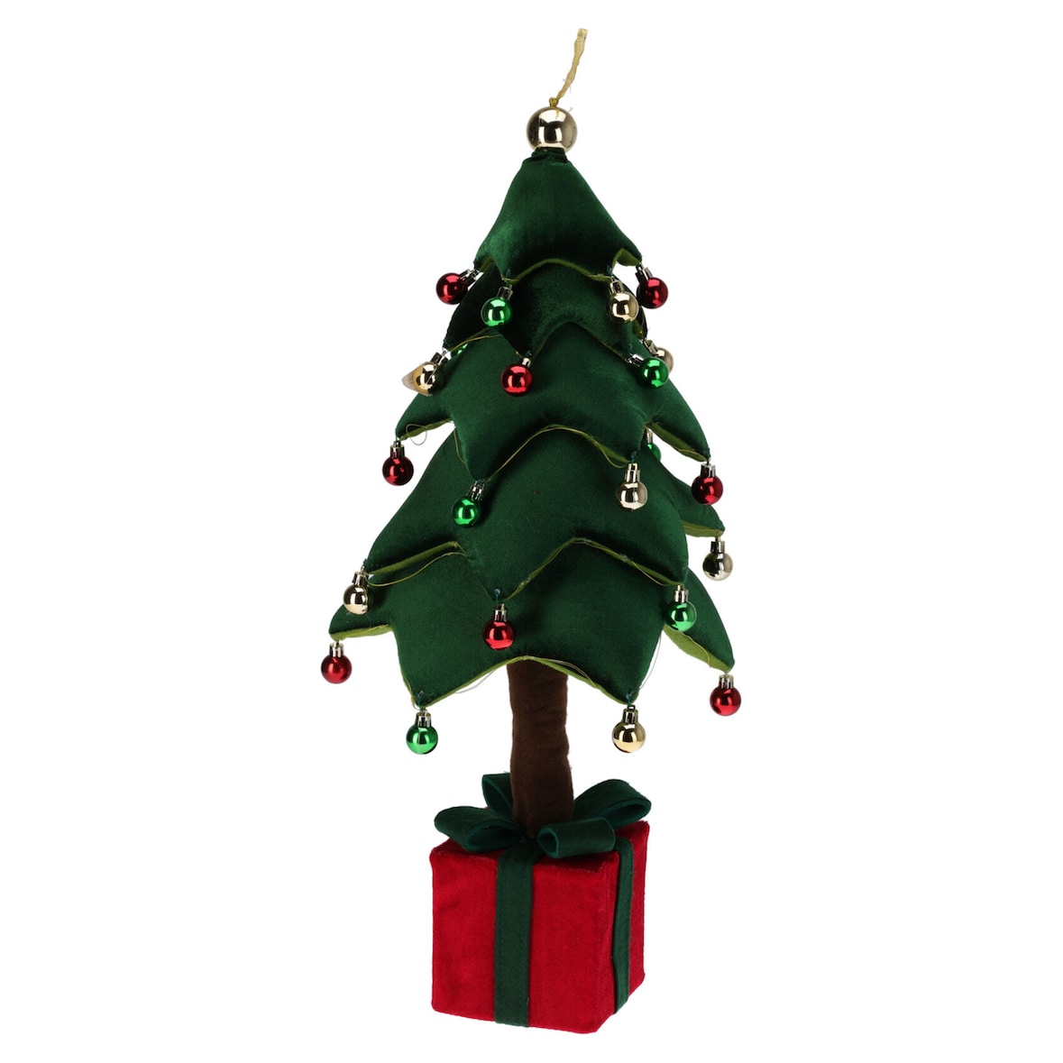 WellHome - Árbol de Navidad luminoso con 25 LEDs y base en forma de regalo 25x25x70cm