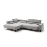 thumbnail of KAWOLA Sofa DELIA Ecksofa Cord hellgrau mit motorischem Sitzvorzug Recamiere links