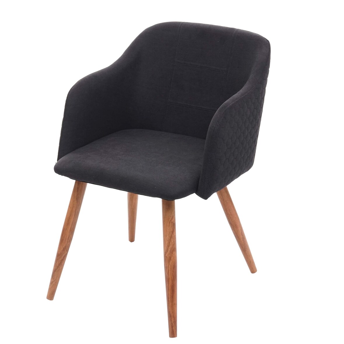 Silla de comedor HWC-D71, silla silla de cocina, diseño retro, reposabrazos tela/textil ~ gris antracita