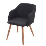 thumbnail of Silla de comedor HWC-D71, silla silla de cocina, diseño retro, reposabrazos tela/textil ~ gris antracita