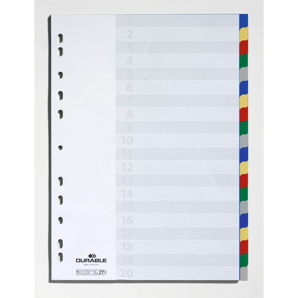 Durable Ordnerregister A4 hoch 20tlg farbige Taben 4005546600581