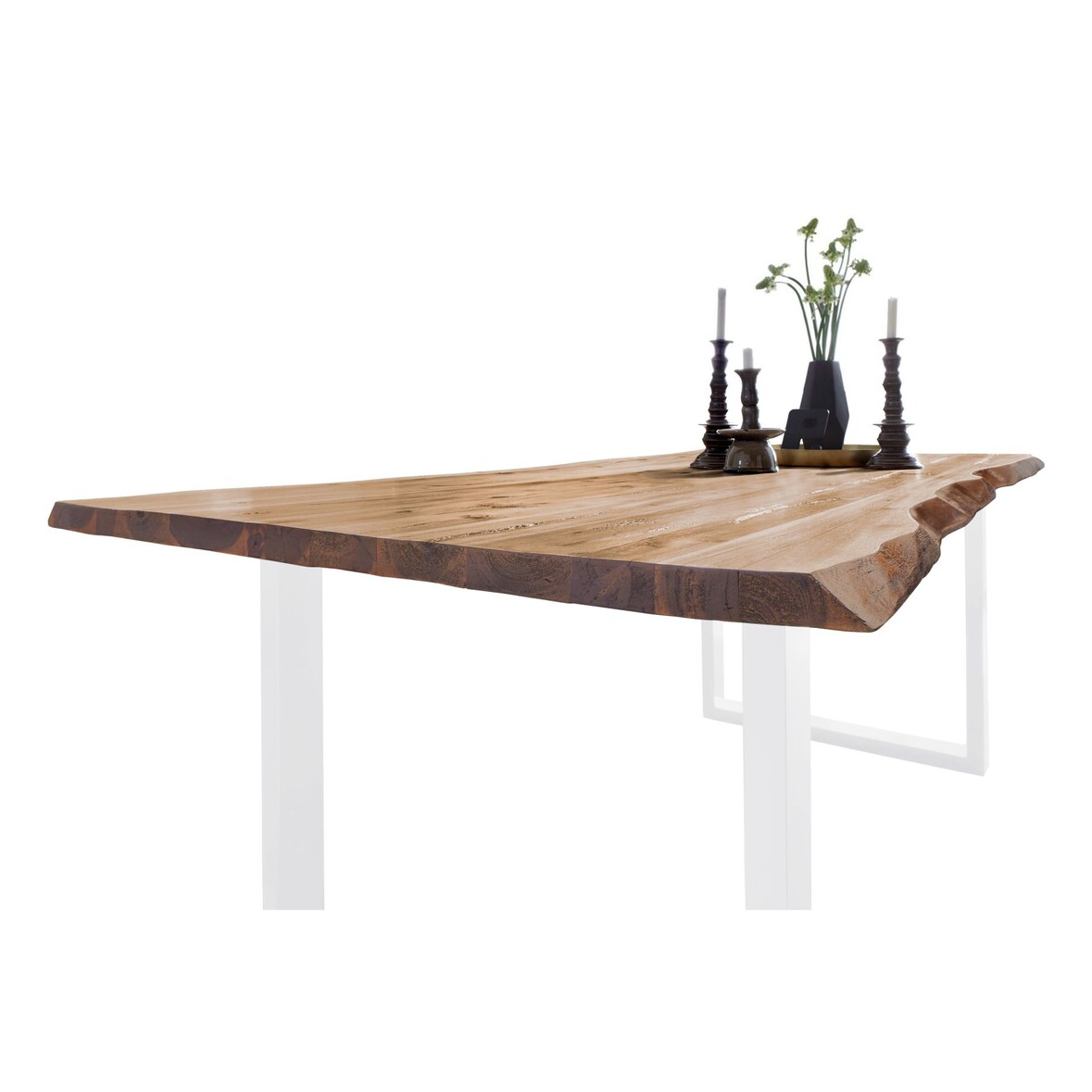 Esstisch Baumkante massiv Akazie eichefarben 240 x 100 weiß NIAH