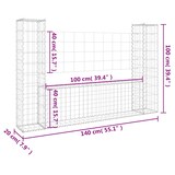 thumbnail of vidaXL Gabionenkorb U-Form mit 2 Säulen Eisen 140x20x100 cm
