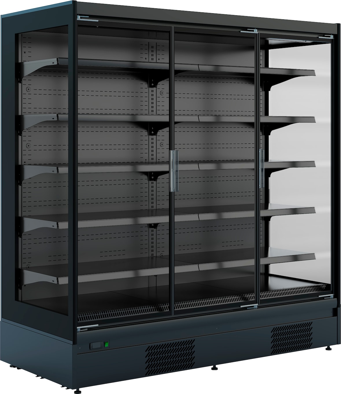 Wandkühlung OKAPI | 2x Glastür + LED | HxBxT 204x131x88cm | -1/+5°C | Schwarz | + CHEFGASTRO Geschirrtuch