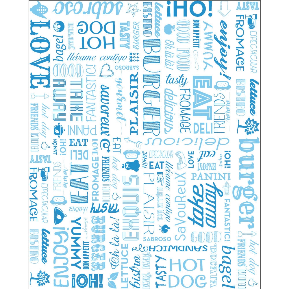 Garcia de Pou 1000 Unità - Carta Antigrasso Fast Food 'Parole' 35 G/M2 28X34 Cm Blu Pergamana Antigrassi