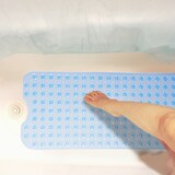 thumbnail of Relaxdays Badewannenmatte, mit Saugnäpfen, PVC, Kinder & Erwachsene, BxT: 97x39 cm, rutschfeste Wannenmatte, transparent