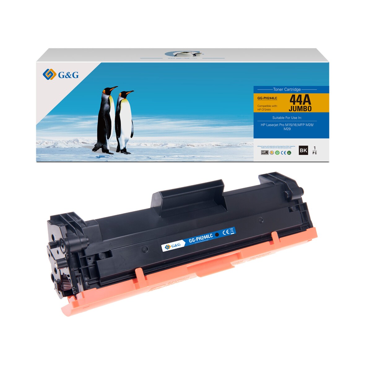 G&G CF244A Jumbo-versie tonercartridge Compatible HP 44A Zwart 1 stuk(s) 2.000 afdrukken - Huismerk