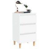 thumbnail of Mesita de noche con patas de madera maciza blanca 40x35x69 cm