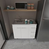 thumbnail of Fregadero utilitario Ferreti en Melamina, con cajones de riel metálico y encimera en acero inoxidable
