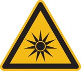 thumbnail of Warnschild, Warnung vor optischer Strahlung W027 - ASR A1.3 (DIN EN ISO 7010) - 200 mm Folie selbstklebend