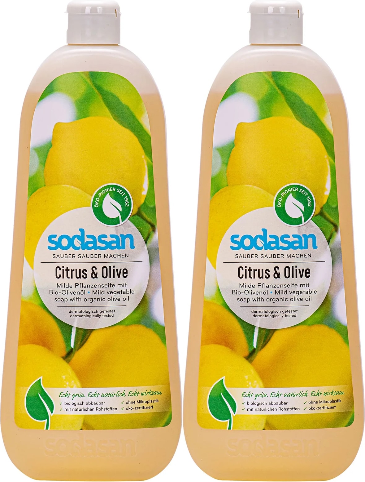SODASAN Flüssigseife Liquid Citrus-Olive 2 x 1 Liter