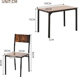 thumbnail of Esszimmergruppe Esstisch mit 4 Stühlen Braun 108x65x75 cm platzsparend Stühle unter Tisch MDF Oberfläche Metallgestell pflegeleicht
