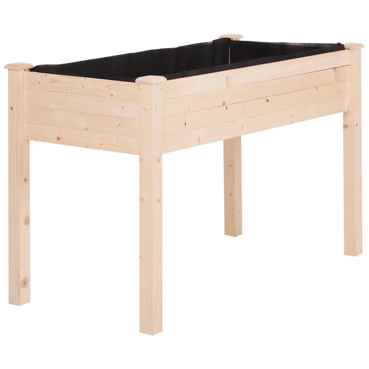 Outsunny Horta Elevada de Madeira com Tecido não Tecido e 4 Orifícios de Drenagem para Cultivo 122,5x56,5x76cm Madeira