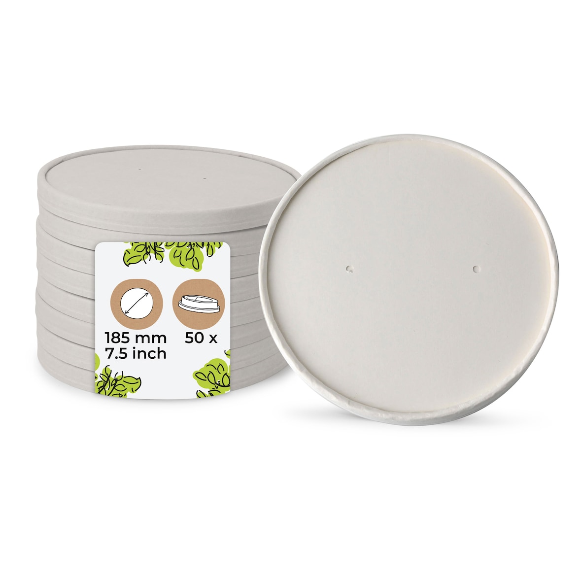 BIOZOYG Pappdeckel Suppenbecher 50 Stück Ø 185 mm Weiß  Suppenterrine mit Deckel Beschichtet Einweg  Kartondeckel Membrandeckel mit Luftlöchern