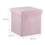 thumbnail of Relaxdays Sitzwürfel, faltbar, Sitzhocker mit Stauraum, Kordsamt, quadratisch, mit Deckel, Samthocker 38x38x38 cm, rosa