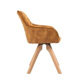 thumbnail of SalesFever Armlehnstuhl | drehbar | Bezug Vintage Samt-Velours | Gestell Buche-Holz | B 59 x T 61 x H 85 cm | goldfarben-natur