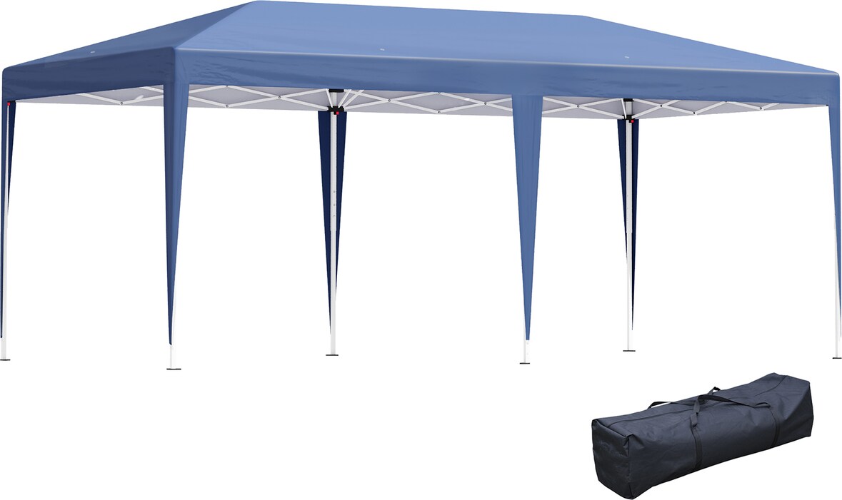 Outsunny Cenador Plegable 6x3 m Carpa de Jardín Portátil con Bolsa de Transporte Tela Oxford Marco de Acero para Exterior Fiestas Azul