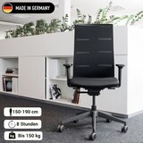 thumbnail of bümö SitzMeister Bürostuhl ergonomisch, Stoff & Netzbezug in schwarz - Ergonomischer Drehstuhl mit Rollen, Stuhl mit Armlehne, Synchronmechanik uvm.