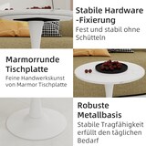 thumbnail of Couchtisch rund Weiß 72x70x70 cm mit Tischplatte aus Kunstmarmor, hohe Beine, minimalistisches Design, vielseitig als Beistell- und Esstisch