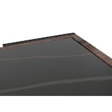 thumbnail of Tavolino HWC-L89, tavolo da salotto, ferro 43x120x64cm pietra sinterizzata aspetto marmo nero legno marrone scuro