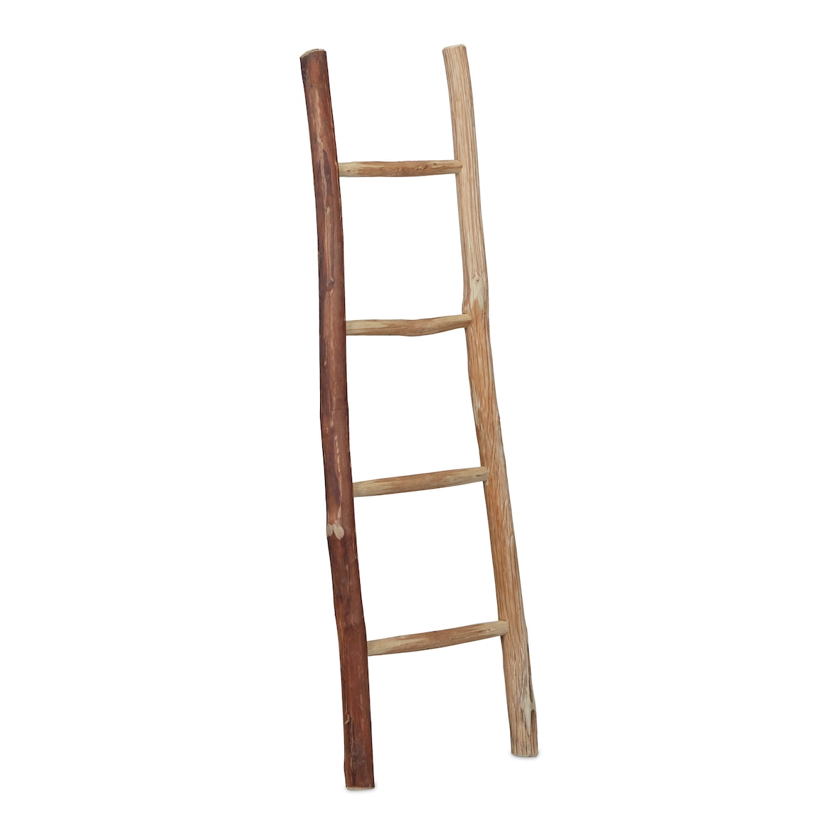 Relaxdays Dekoleiter, 116 cm hoch, Holzleiter Garten, 4 Sprossen, Kastanie, Handarbeit, Handtuch- & Kleiderleiter, natur