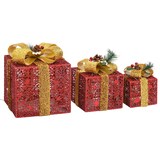 thumbnail of vidaXL Kerstdecoratie geschenkdozen 3 st binnen/buiten rood