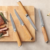 thumbnail of Wakoli 4er Damast Steakmesser-Set, Klingenlänge 12,50 cm mit Olivenholzgriff