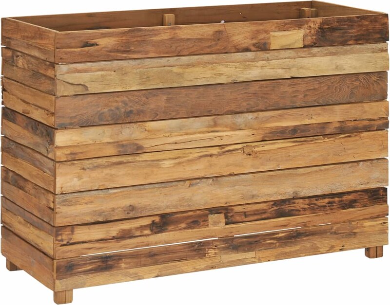 Ein rechteckiger Holzkasten mit Holzmaserung.