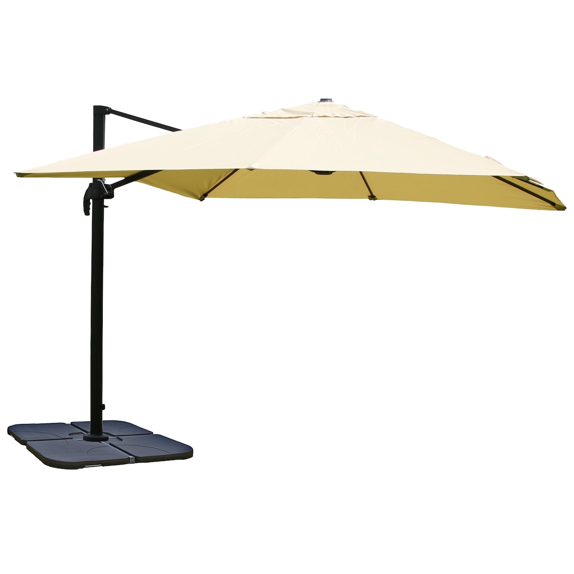 Décoshop26 - Parasol professionnel restaurant pour jardin terrasse 3x3m (Ø4,24m) polyester/aluminium 23kg crème avec pied 04_0003990