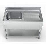thumbnail of Combisteel Spültisch 1Becken links mit Grundboden aus Edelstahl 1200x600x850mm