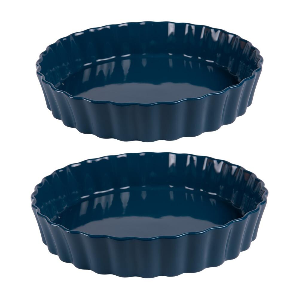 Set de 2 tourtières Bleu 24,5 et 28 cm -  Rond Grès Table Passion 24.50x24.50 cm