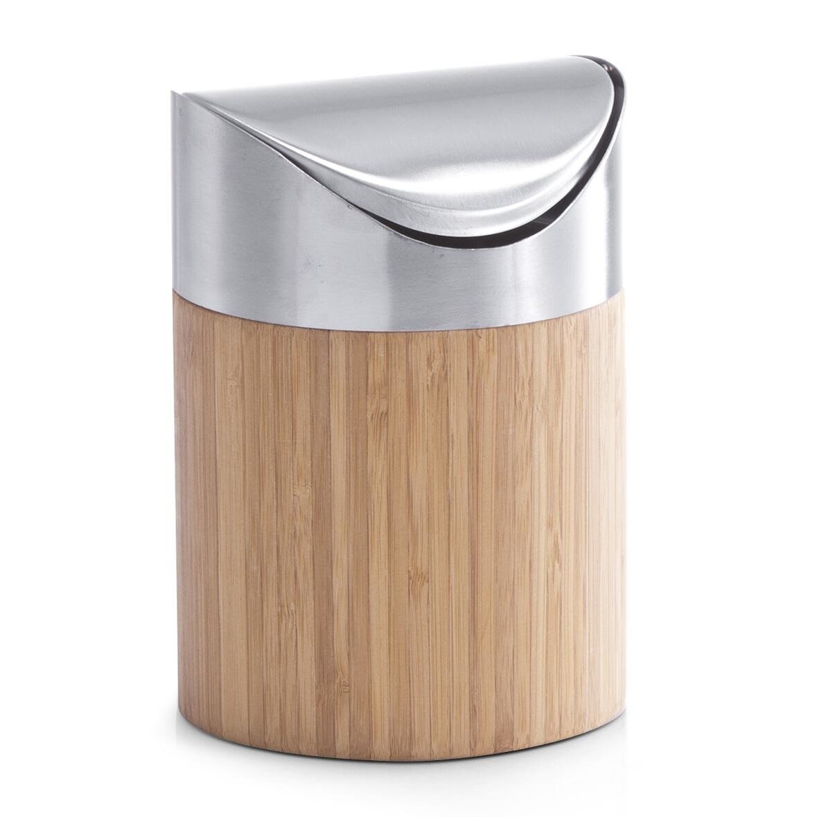 ZELLER PRESENT Tischabfallbehälter Bamboo 17cm Ø12cm silber/natur  1 Stück