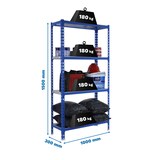 thumbnail of SimonRack Metallregal, 1500x1000x300 mm, 4 Ebenen, Metallboden, 180 kg Biegepunkt, Blau/Verzinkt - Simonclick