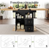 thumbnail of Esstisch ausziehbar 75x140x80 cm mit Stauraum, Tür, Schubladen, MDF Metall, Holzoptik Naturholz, für Küche, Esszimmer, Balkon