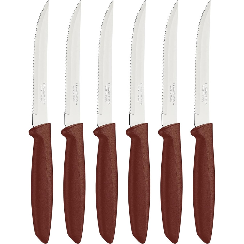 Tramontina coltelli bistecca Plenus acciaio inox marrone Set 6 Pezzi 12,5 cm