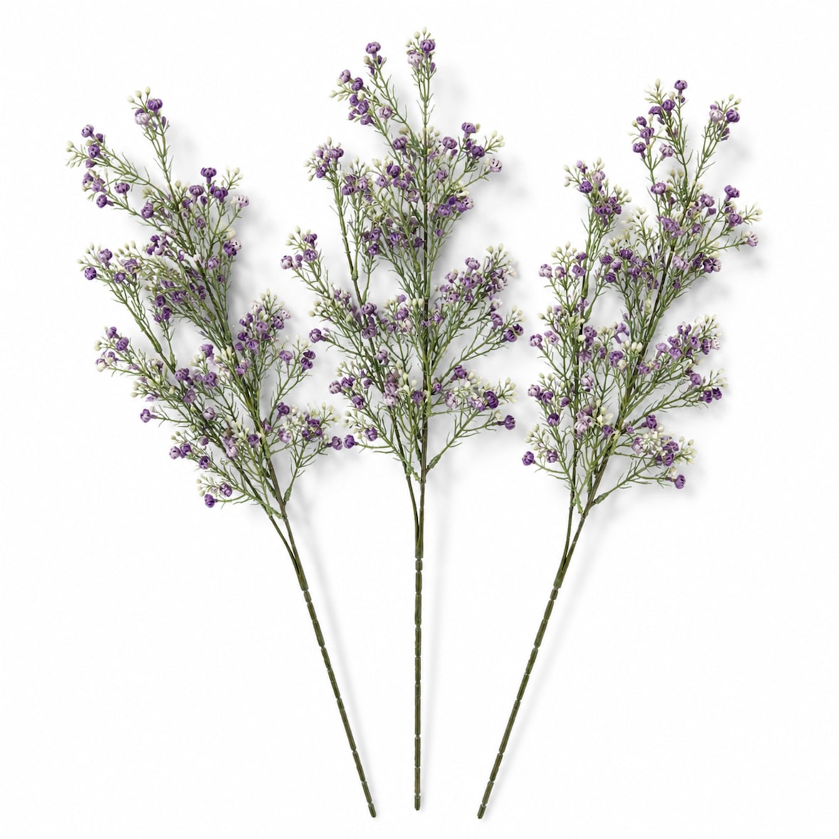 LAYBA Kunstblumen 3er Set Lila Violett Weiß 65 cm Schleierkraut