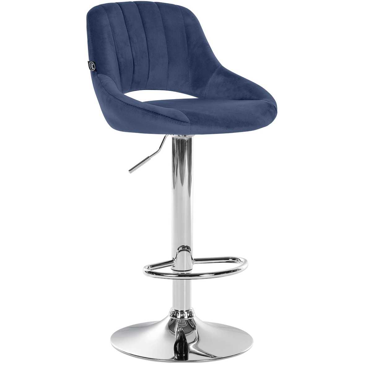 Banco alto Milet Veludo azul/cromo