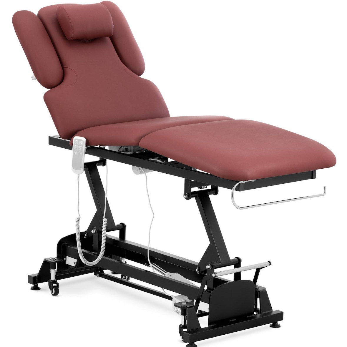 physa Massageliege elektrisch - 3 Motoren - 300 W - 185 x 67 x 62 - 84 cm - 200 kg - schwarz/bordeaux