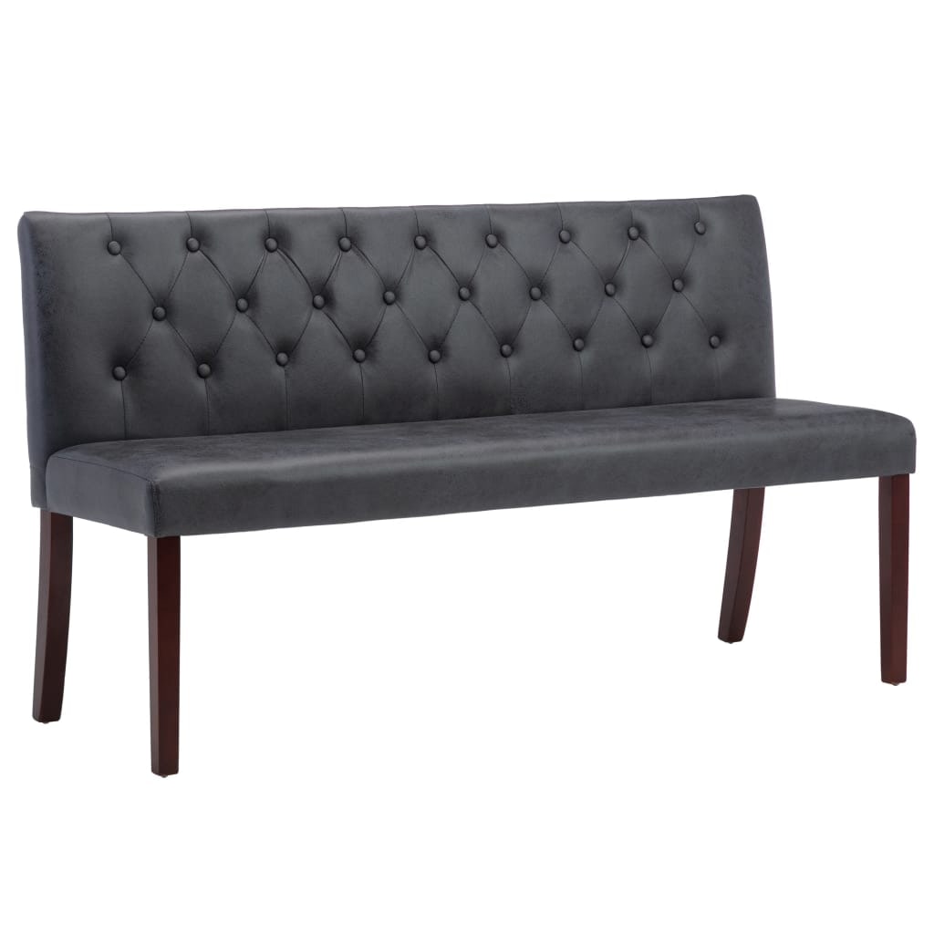 Helloshop26 - Sitzbank 148,5 x 52 x 84,5 cm graues Kunstveloursleder 02_0010959
