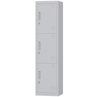 HOMCOM Armadio per Ufficio a 3 Porte Indipendenti in Acciaio Grigio